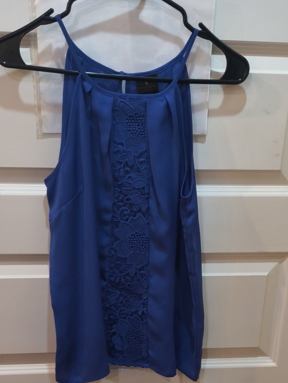 Worthington Petite Blue Lace-Front Halter Camisole